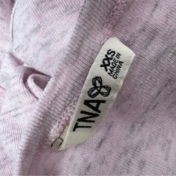 tna Aritzia pink long sleeve heathered pink grey high low sides comfy stretchy - Picture 3 of 6